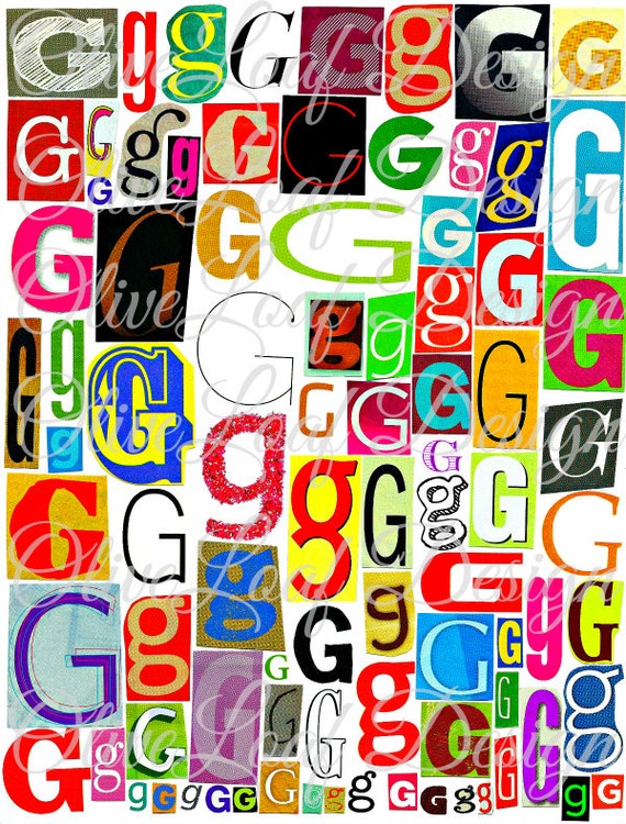 multicolor single letter g g printable digital single letter