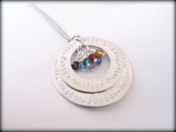 Personalized Silver Necklace 2 Layer Extra Large Engraved