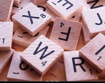 200 Scrabble Tiles - Scrabble Pendant Complete 100 Piece Set - Wood Pieces - Scrabble Letters - Full Game Set