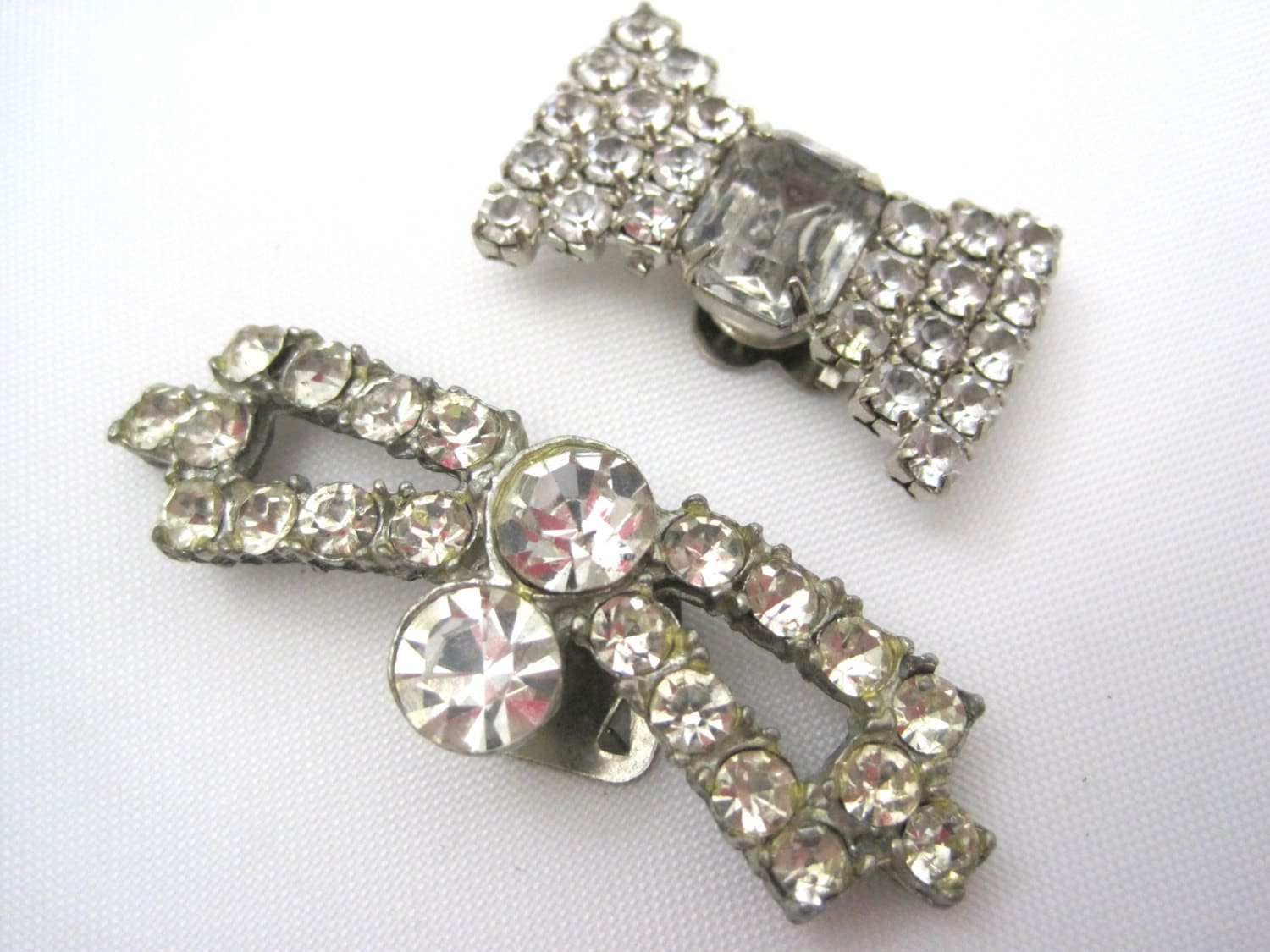 Vintage Bow Shoe Clips Rhinestone Bow Jewelry