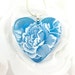 Glass Heart Necklace Turquoise Fused Glass with Flowers