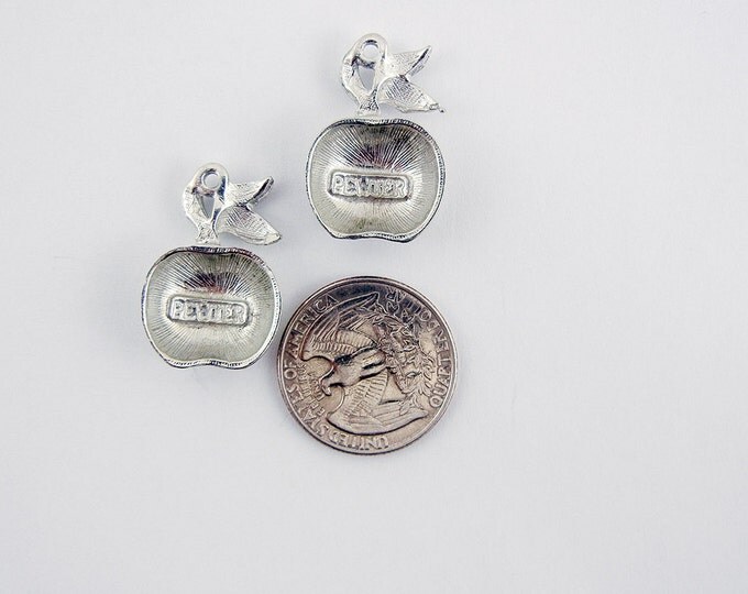 Set of 2 Pewter Apple Charms