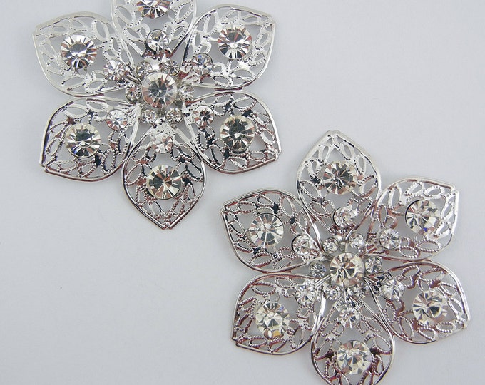 Pair of Large Filigree Snowflake or Flower Charms