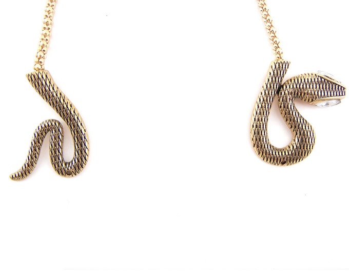 Double Link Popcorn Chain Snake Necklace Gold-tone 15"