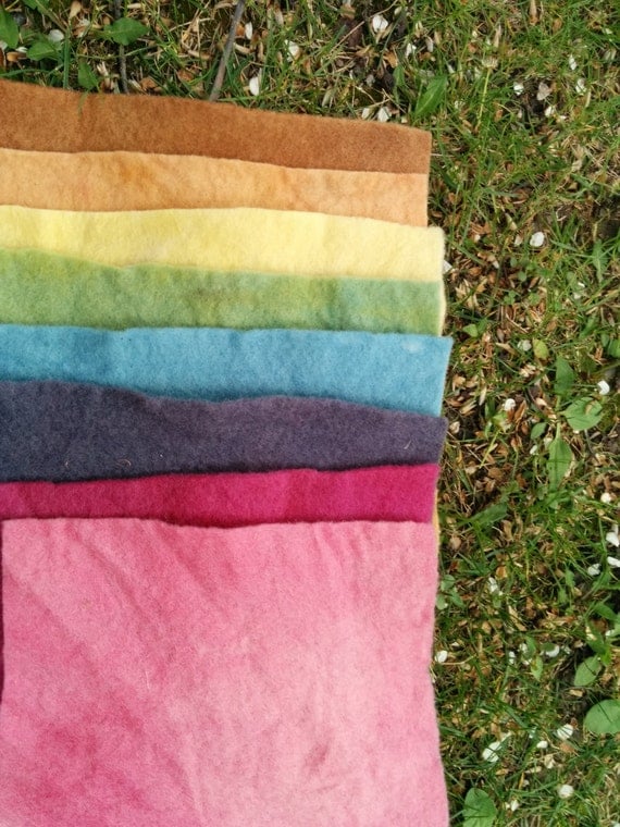 100 Wool Felt Pieces Naturally Dyed by colorsofnature on Etsy