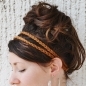 Hazelnut HEADBAND - Tan Brown, Acrylic Wool Yarn, Double Strand, Women, Girl, Boho, Hippie, Elastic, Wood Bead, Handmade, Crochet, Yarnival.