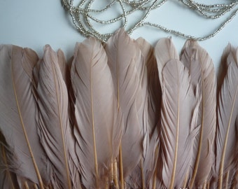 GOOSE FEATHER FRINGE, Tan, Dark Blush / 803