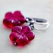 Flower Earrings Cranberry Red Glass Czech Bead Oxidized Sterling Silver Fashion