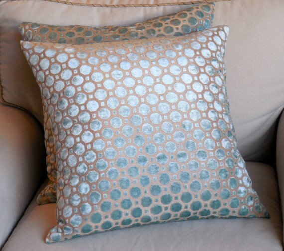 Items similar to MINERAL Raised Velvet Large Sofa pillows 20x20 PAIR with inserts on Etsy