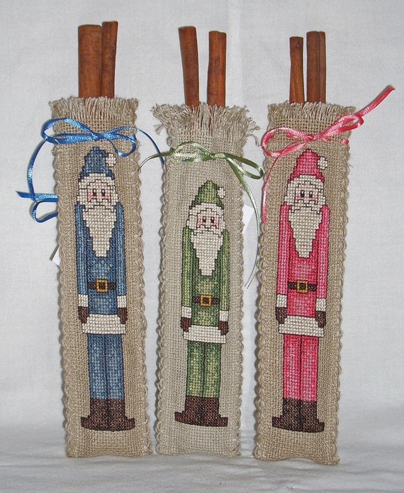 Cinnamon Santa Bags in Counted Cross Stitch by acraftingheart