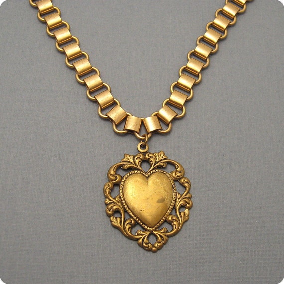 Bookchain Necklace Heart Victorian Revival by PurpleDaisyJewelry