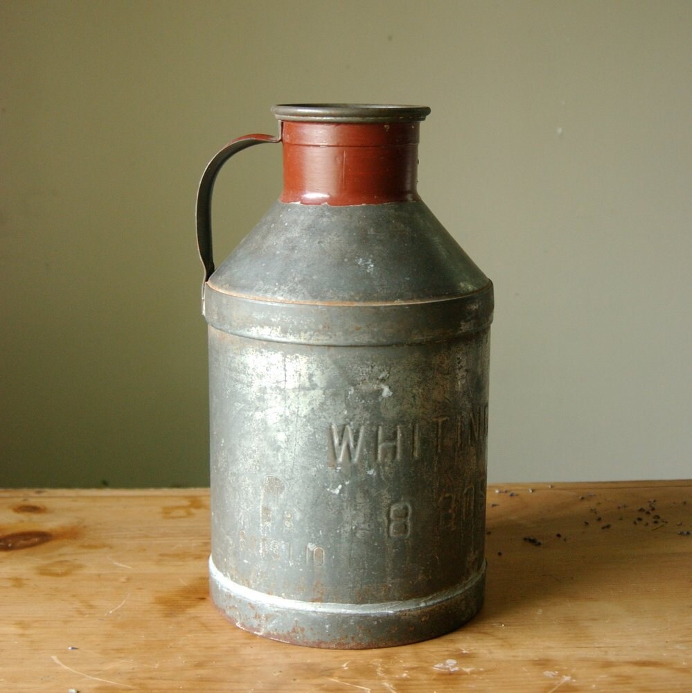 Vintage Metal Milk Can Creamer Vase Industrial Farmhouse
