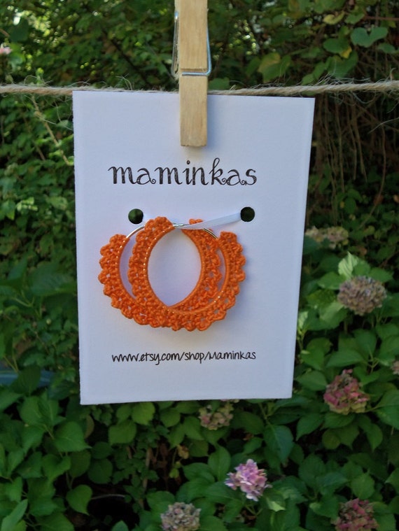 Items similar to Orange Crochet Earrings on Etsy