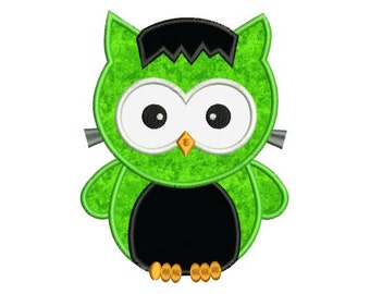 Applique Halloween Owl Frankenstein Machine Embroidery Designs 4X4 and 5X7 Included - Instant Download Sale