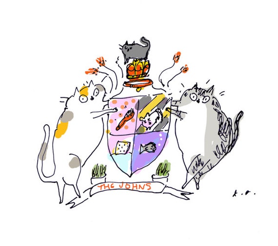 Items similar to Custom Cat Heraldry Pet Portrait Cat Portrait Cat Gift on Etsy