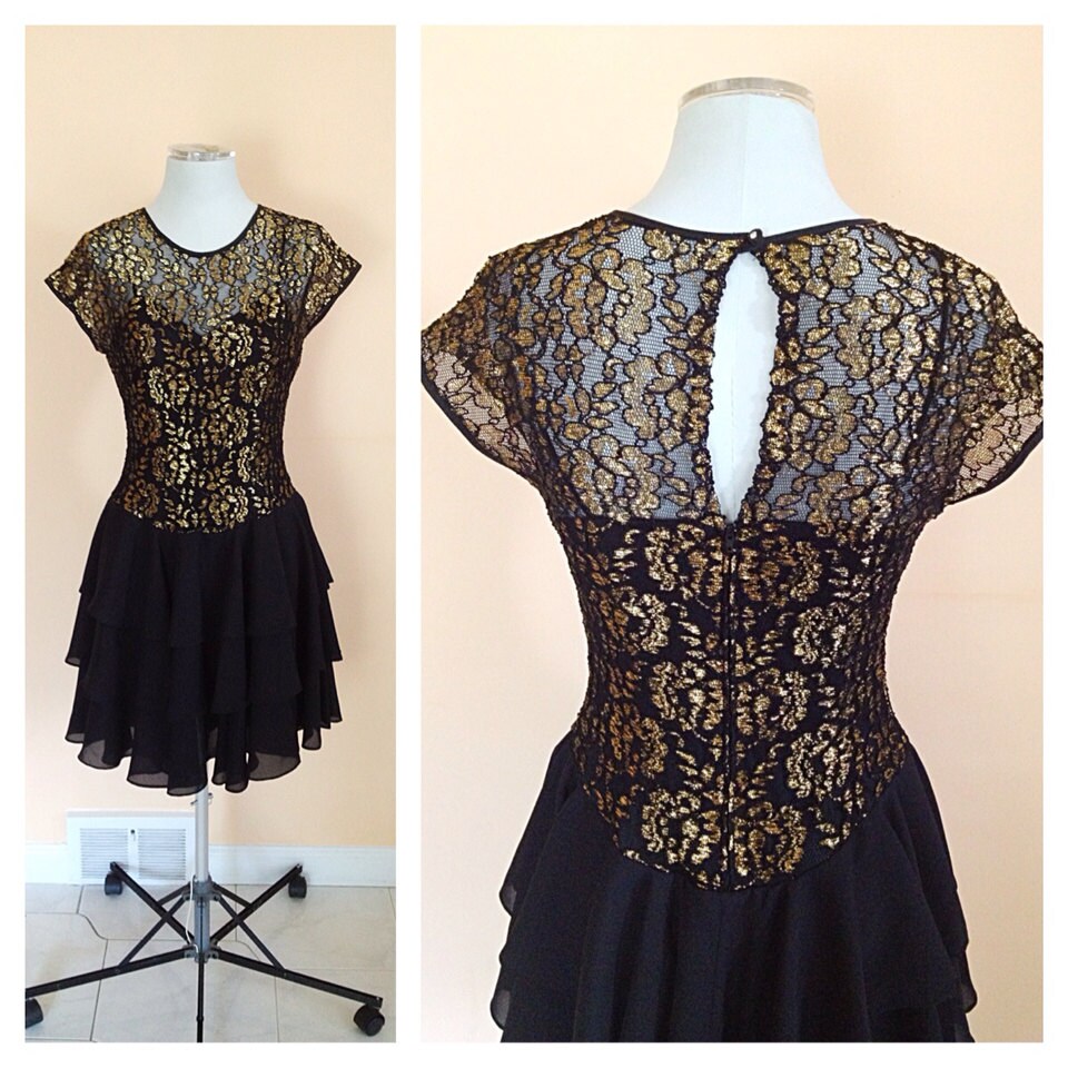 black frock with golden lace