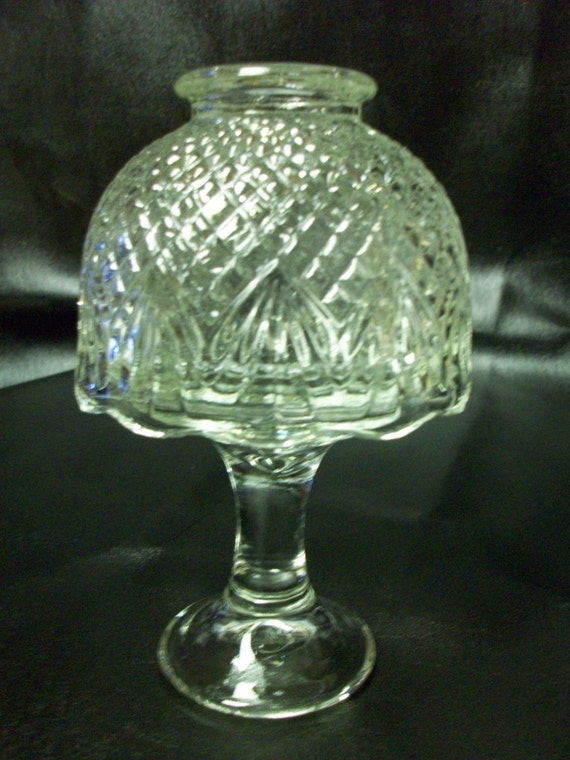 2 piece Clear Glass Fairy Lamp Diamond and Fan Pattern