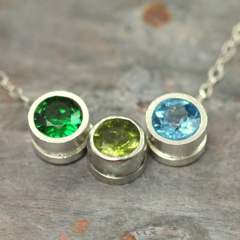 Birthstone Slide Pendant Floating Charm Necklace Solitaire