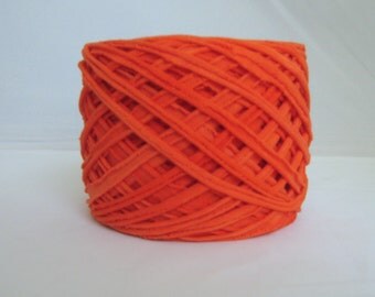 T Shirt Yarn Hand Dyed- Red Orange 60 Yards