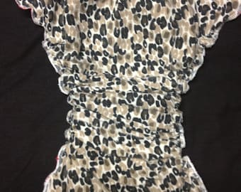 MamaBear One Size Fitted Cloth T-Shirt Diaper, Pin or Snappi Closures - Wild Thing Leopard Print