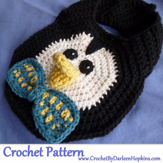 pattern crochet bow gift Spit Penguin Drool Food Preppy pattern Crochet shower Bib baby Burp