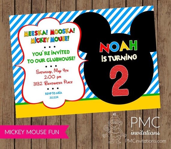 Mickey Mouse Birthday Invitation ... 1.00 each with envelope Il_570xn