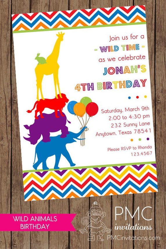 Wild Animal Birthday Party Invitations 10
