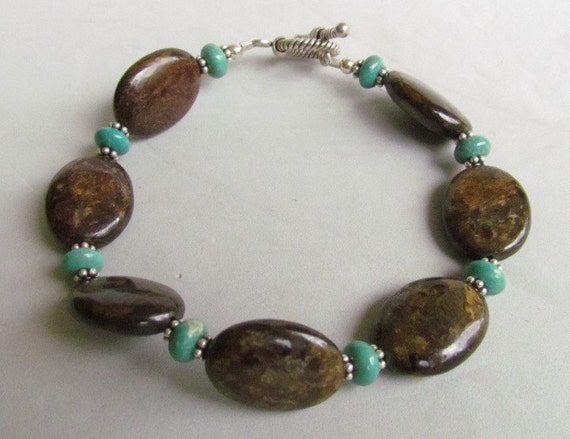 Items similar to Brown Semi-precious Stone Bracelet, Handmade by ...