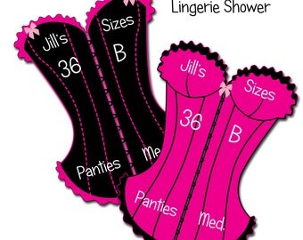 Lingerie Shower Personalized Frilly Corset Inserts C-453 Digital Download Personalized for Showers, Wedding, Birthday or Bachelorette