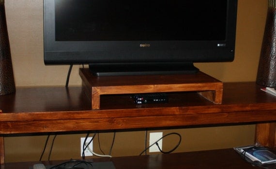 wood tv stand, Television riser, flat screen tv stand, dvr storage 