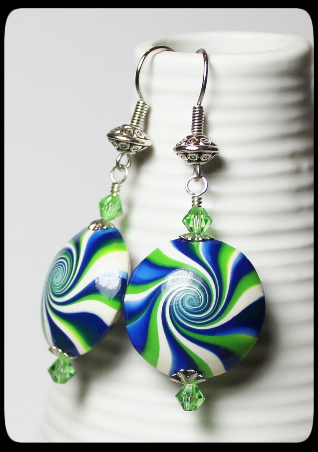 Seattle Seahawks... Handmade Jewelry Earrings Beaded Polymer