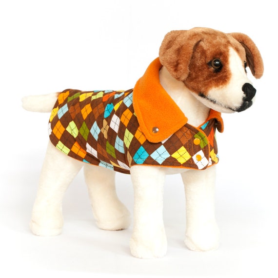 Items similar to Custom Dog Jacket "Fall Argyle" Fleece Dog Jacket