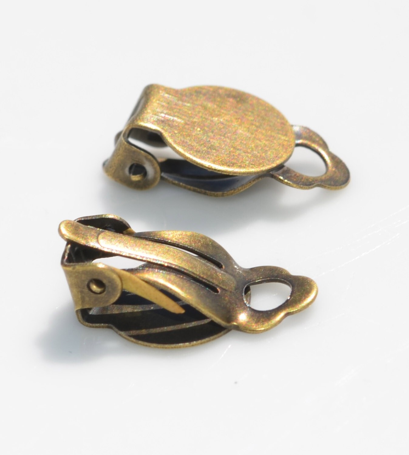 BULK 50 Antique Bronze Hinged Clip On Earrings F395
