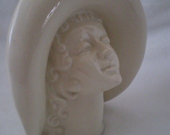 Vintage Art Deco Ivory Lady Head Vase