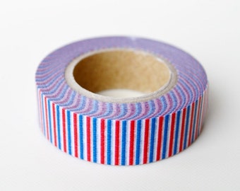 mt Washi Masking Tape - Tricoloure in Red, Blue & White Stripes - Limited Edition (15m roll)