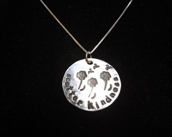 Silver Dandelion Necklace, Scatter Kindness necklace, Dandelion charm, Kindness charm, Kindness is the Answer necklace, Be Kind necklace