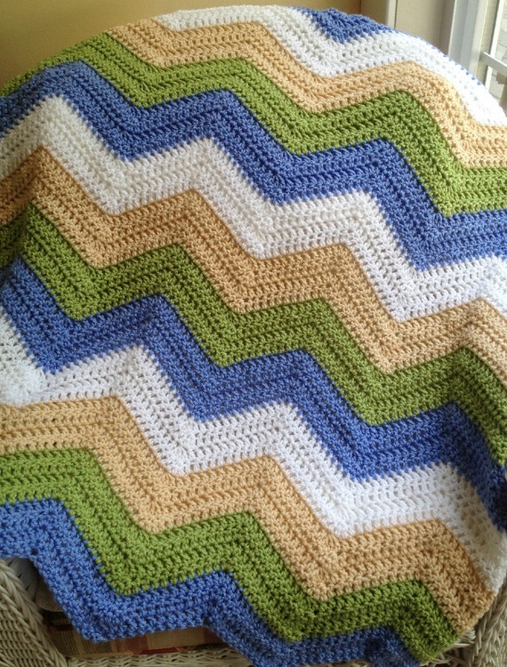 chevron zig zag ripple baby blanket afghan by JDCrochetCreations