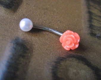 16 Gauge Tiny Pearl Rose Rook Eyebrow Piercing by AzeetaDesigns