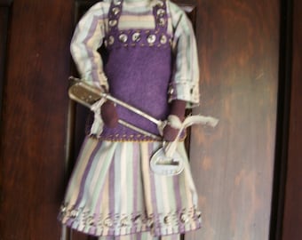 Handmade Folk Art Primitive 22" Laundry Tag Libby-Vintage laundry Key Tag