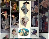 Vintage Fashion Illustrations Art Deco 1920's Digital Collage Sheet Large Color Images Instant Printable Download