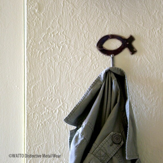 Christian Jesus Fish Handmade Metal Wall Hook by by