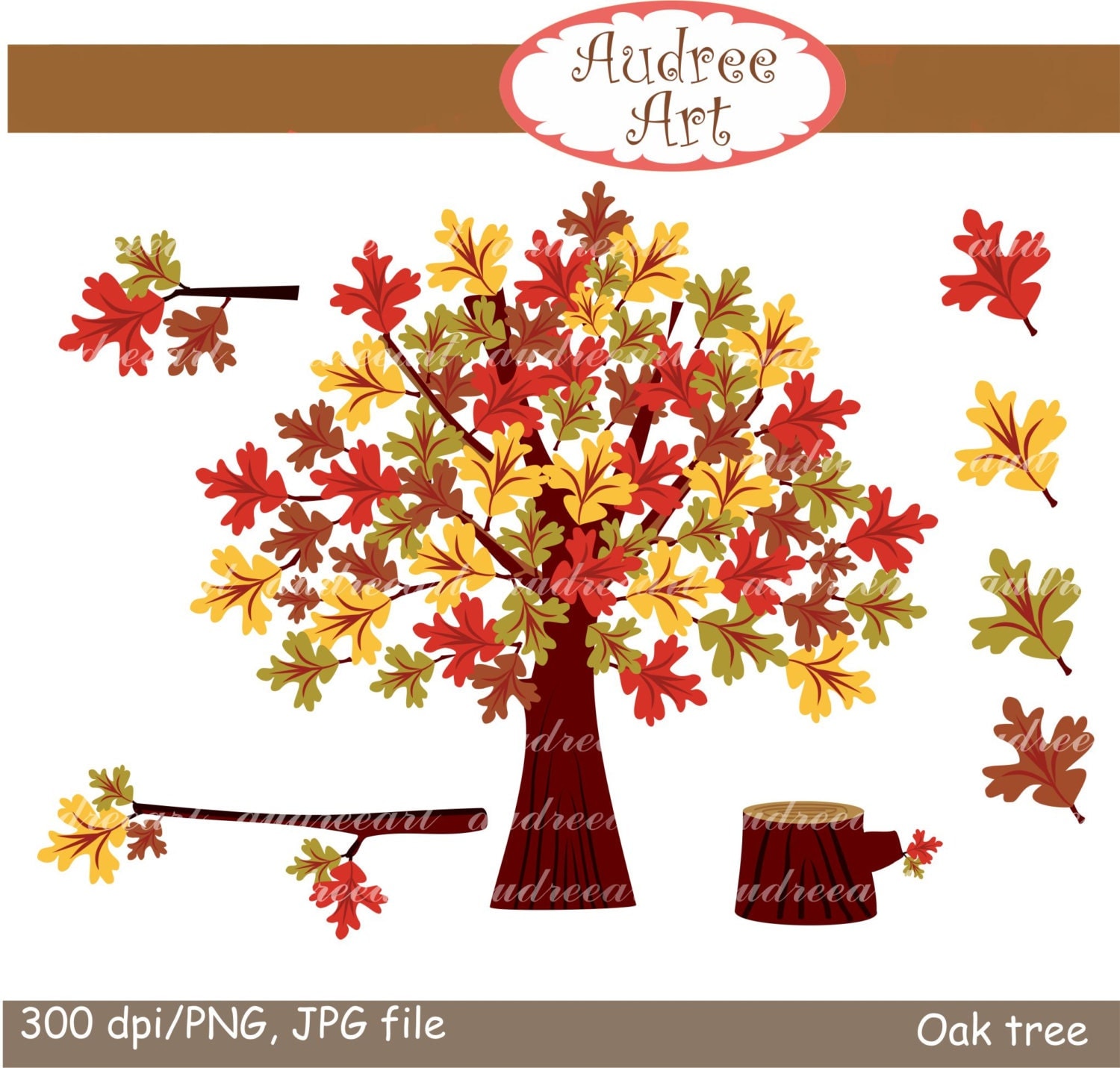 Autumn Clip ArtOak Tree Clip ArtAutumn treesbranch cute