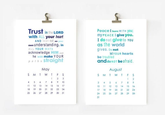 2017 Bible Verses Calendar printable 5x7 Digital
