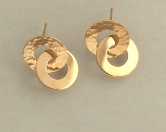 14k Gold Forever Linked Earrings, Handmade in Maine