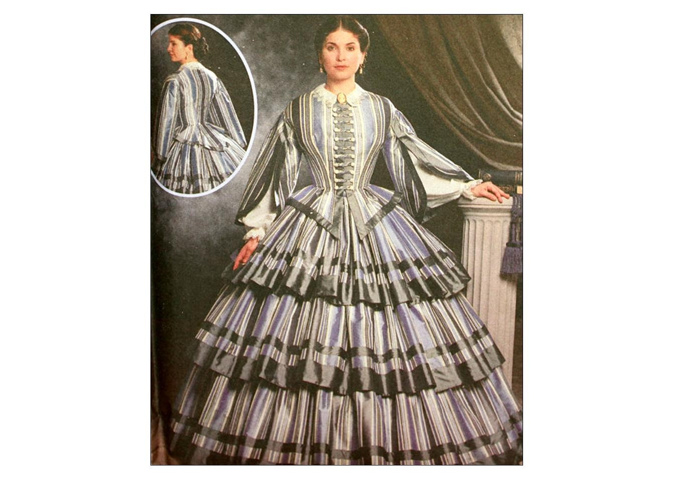 Civil War Tiered Hoop Skirt Dress Costume Sewing Pattern