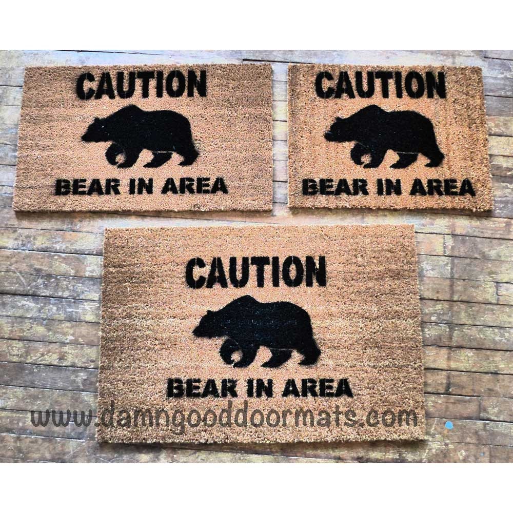 CAUTION Bear in area doormat door mat