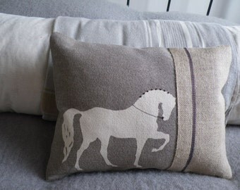 hand printed mink dressage horse cushion