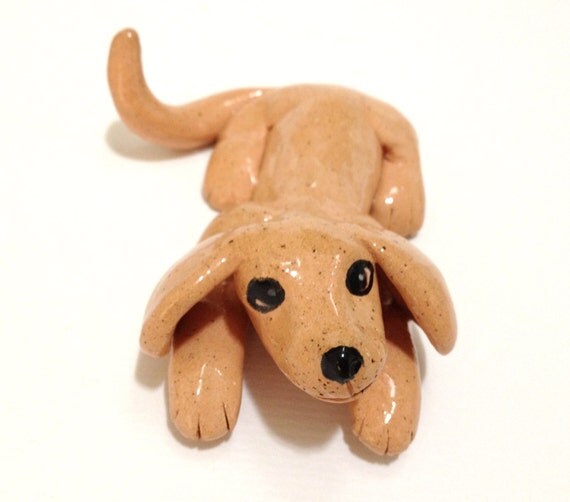 Ceramic Happy Dog Sculpture by CindiHale on Etsy