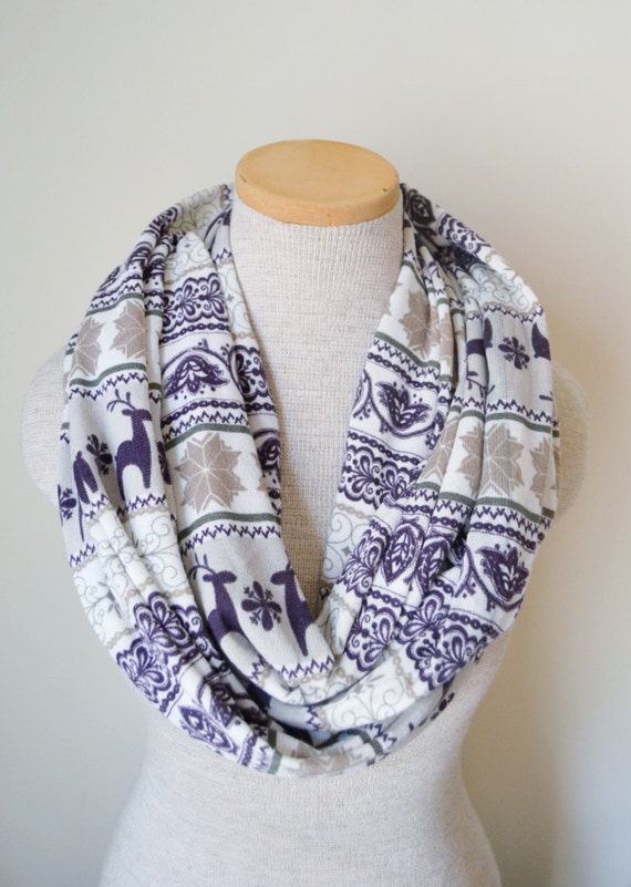 Sweater Knit Fairisle Reindeer Infinity Scarf by MegansMenagerie on Etsy