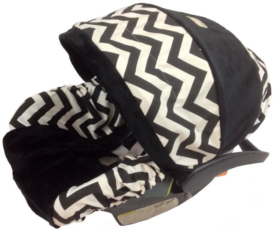 Minimalist Baby Infant Car Seat Cover Chevron Black Baby Car